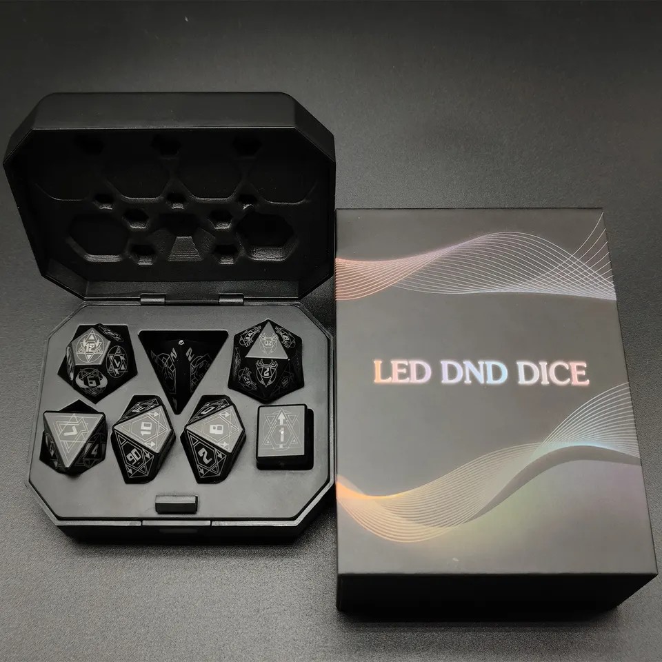 Light Up DND Dice Rechargeable With Charging Box 7 PCS LED Electronic Dice For Tabletop