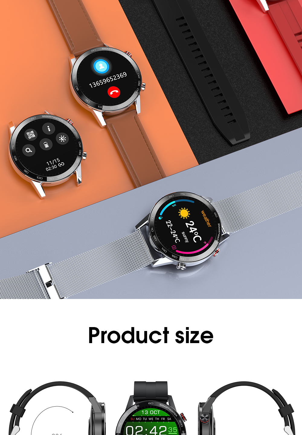 L26 Smartwatch 370mAh Lithium Battery ECG Waterproof Sports apply To Huawei
