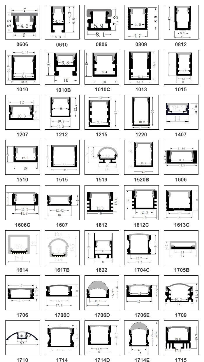 PC Diffuser Mounted Alloy Frame Perfiles retangle channel strip lights lED aluminum profile