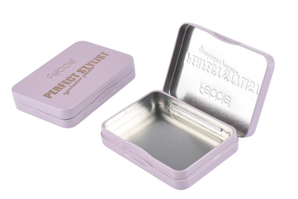 Customized Cosmetic Tins Packaging Small Rectangular Lipstick Tin Box With Hinged Lid