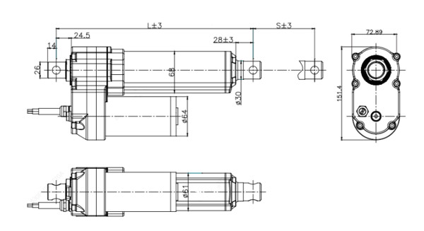 48V DC Motor Linear Actuator 700mm Heavy Duty Electric Actuator 12V