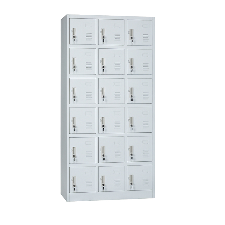 18 Doors White Metal Lockers Cold Rolled Steel Plate Material