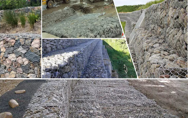 8x10cm Hole Gabion Mesh Basket Galvanized Anti Corrosive Stone Filled Q195