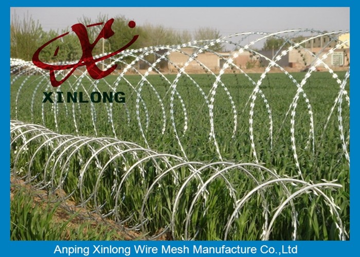 Concertina Galvanized Razor Barbed Wire For Highway / Farm / Garden