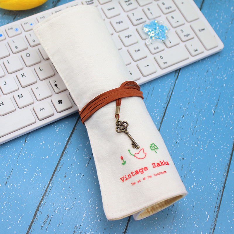 FRESH AND FASHIONABLE LARGE CAPACITY PEN BAG PENCIL CASE SIMPLE CREATIVE JUNIOR HIGH SCHOOL MEN AND WOMEN CANVAS PENCIL