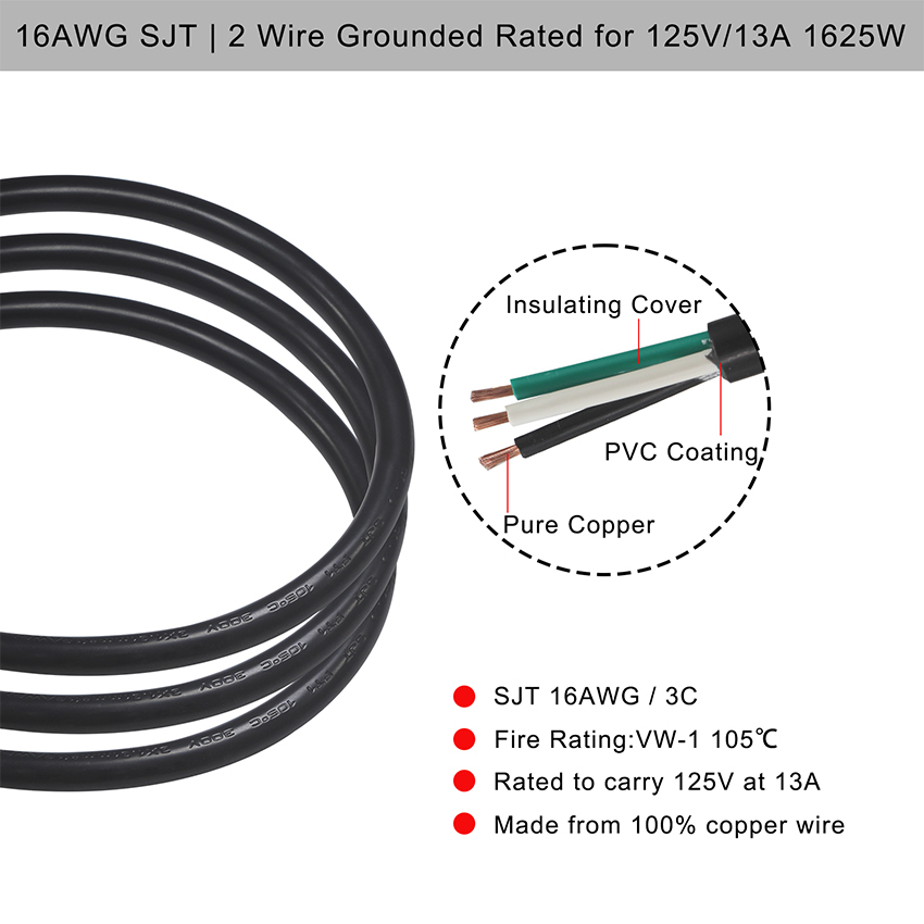 2Ft 1 NEMA 5-15P To 2 NEMA 5-15R US Power Extension Cord Y Splitter With Switch