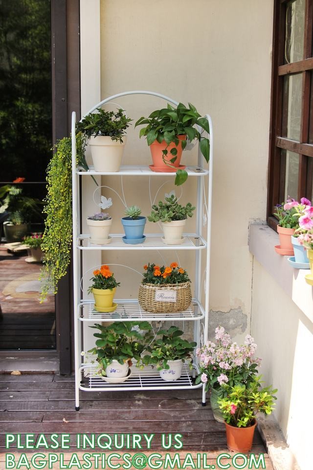 Plant Stand Indoor Outdoor, Plant Shelf Multiple Flower Pot Holder, Metal Wrought Iron Planter Shelf Plant Display
