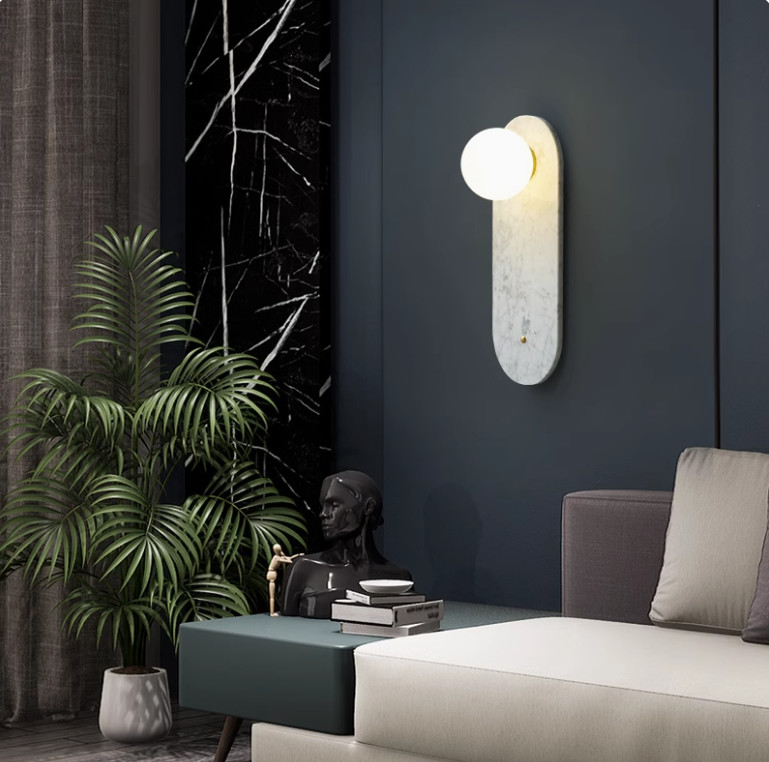 Hotel villa background wall decoration lamp B&B guest room natural marble entrance bedroom wall lamp