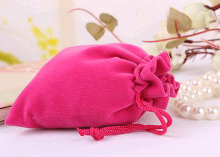 Jewelry Storage Velvet Drawstring Bags Promotional Light Grey Shock Resistance