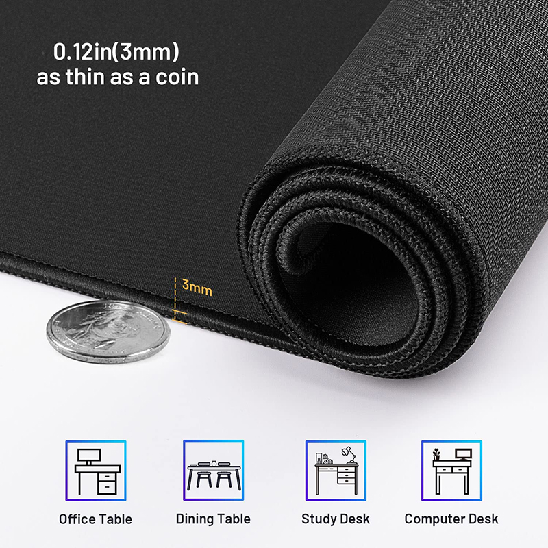 Large Extended Waterproof Keyboard Mat Non-Slip Gaming Mouse Pad with Stitched Edges