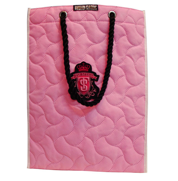 Buy cheap Recyclable Colorful 75g Square Veins Quilted Non Woven Carry Bag With Twist Rope product