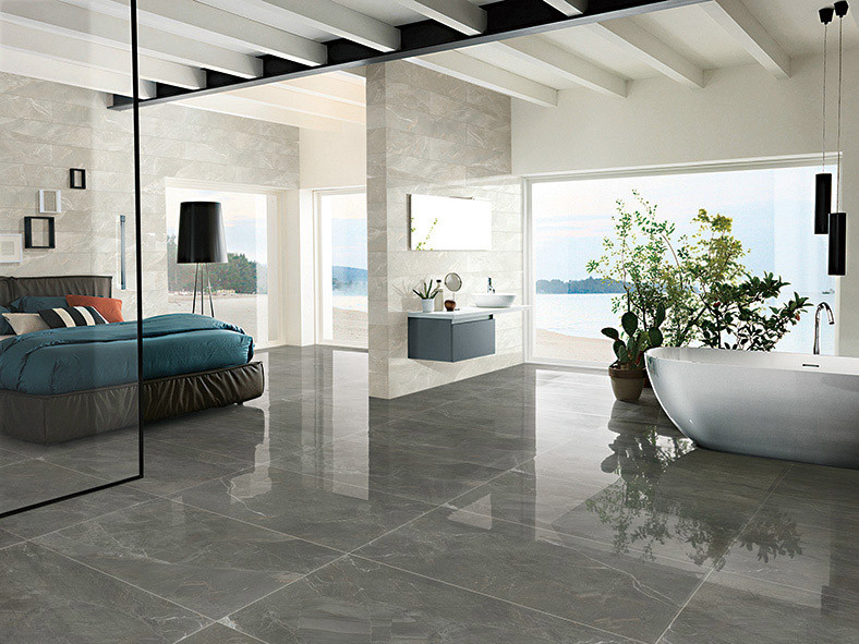 Elegant Grey Marble Look Porcelain Tile / Full Polished Glazed Tile