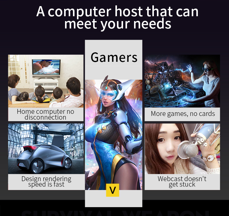 Mute Fan I7 Gaming PC Intel B75 B85 Board Thin Client PC Chaopin Three Power
