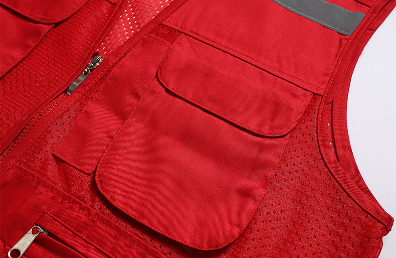 Custom Logo Thin Multiple-pockets Waistcoats Utility Reflectives Strip Road Volunteer Work Clothes Reflective Safety Vest