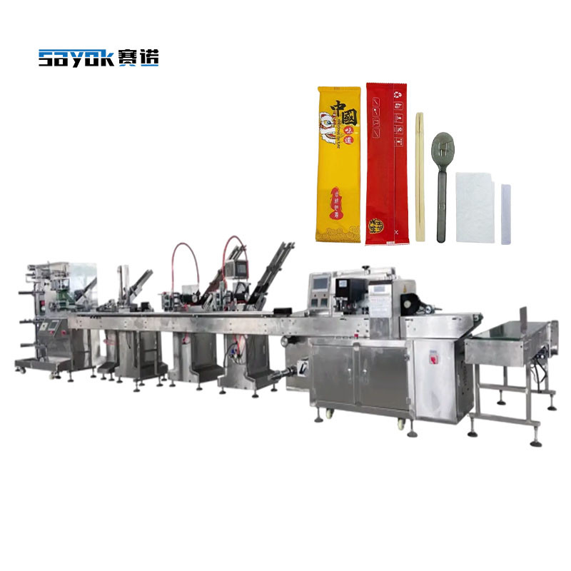 Automatic Feeding Filling Packing Machinery Disposable Tableware Flow Packing Line