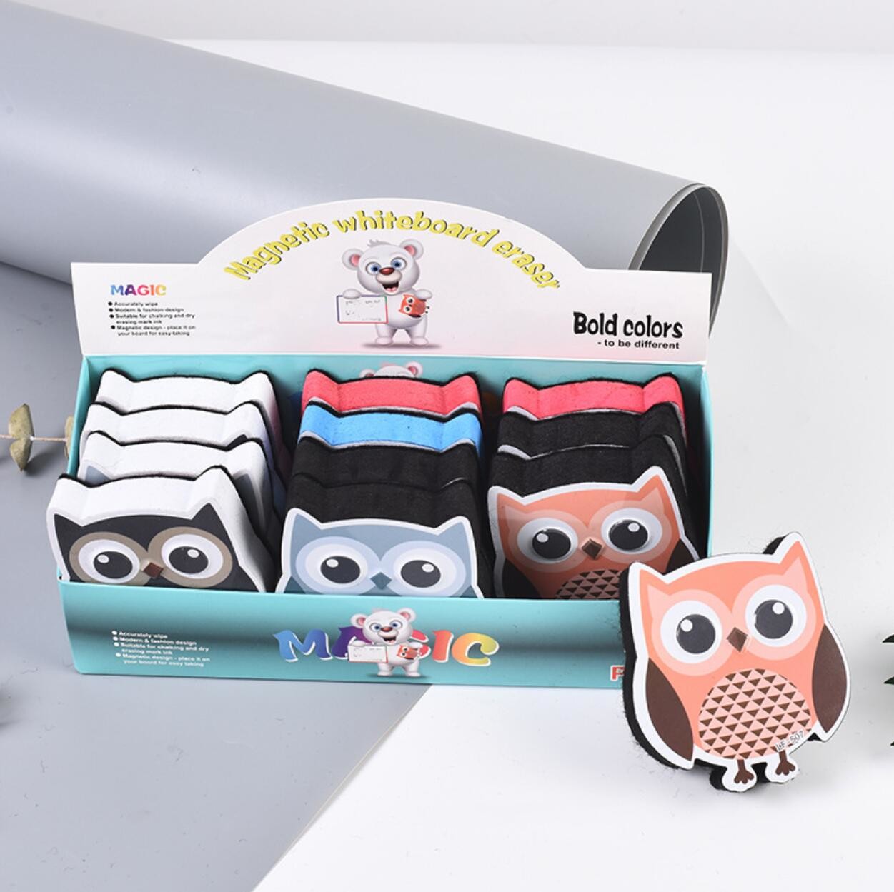 Animal Owls EVA Magnetic Dry Erase Eraser Felt Eraser For Whiteboard