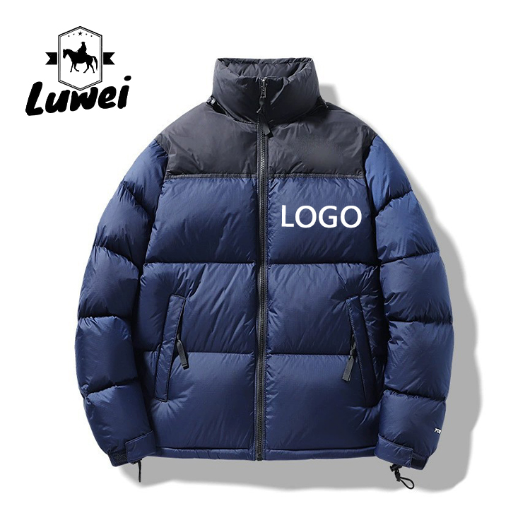 Contrast Color Cotton Padded Jackets Zip Up Men Crop Down Base Coat