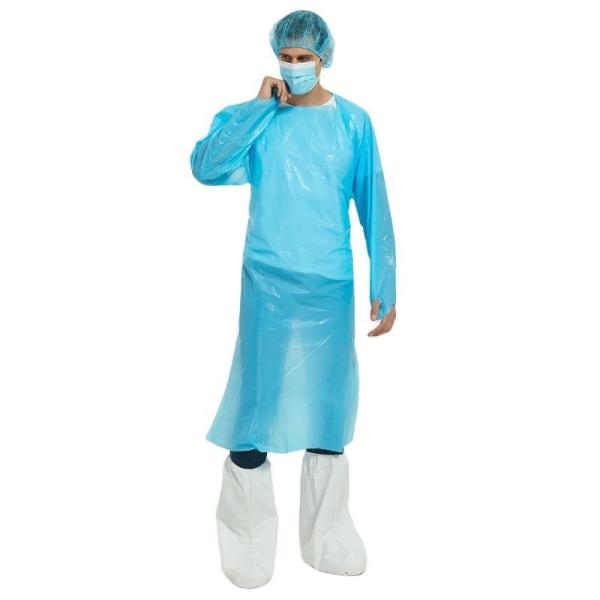 Waterproof Disposable Thumb Loops Protective CPE PLASTIC Gown Hospital Medical