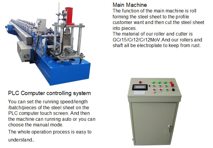 Galvanized Sheet Metal Forming Machine , Garage Roller Shutter Door Forming Machine