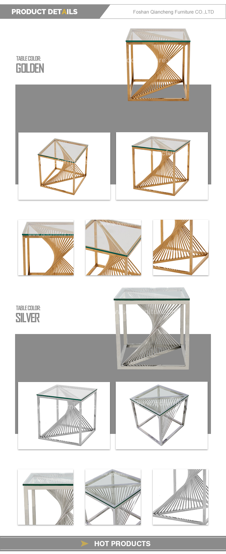 12mm Glass Stainless Steel Side Tables 49x49x51cm Golden Frame