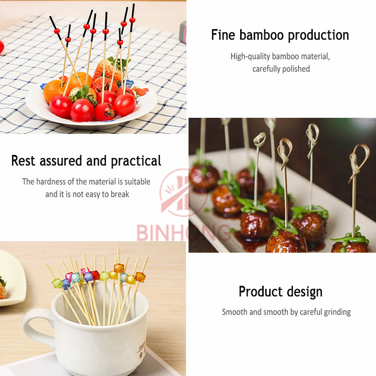 Disposable Bamboo Plain Color 6CM Cocktail Bamboo Sticks