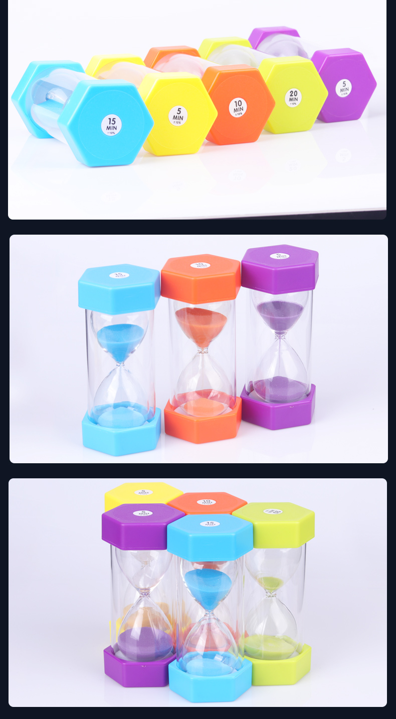 Kids Sand Timer Hourglass Plastic Hexagonal Hourglass Free Sample