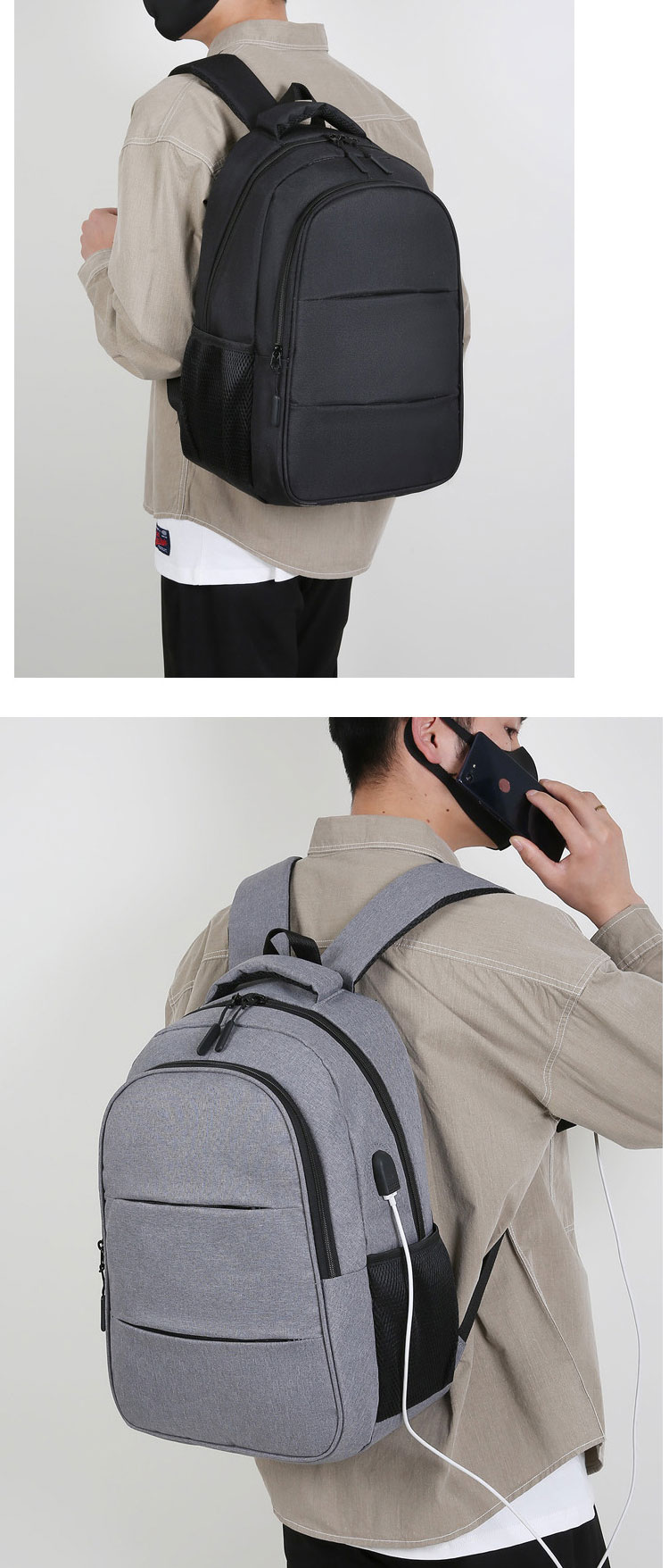 Men Casual Travel Laptop Backpacks College Students Computer Backpack with USB Port