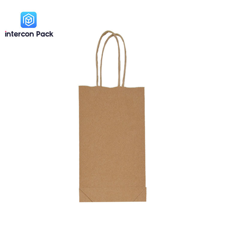 UV Coating Recycled Kraft Shopping Bags Lightweight Reusable