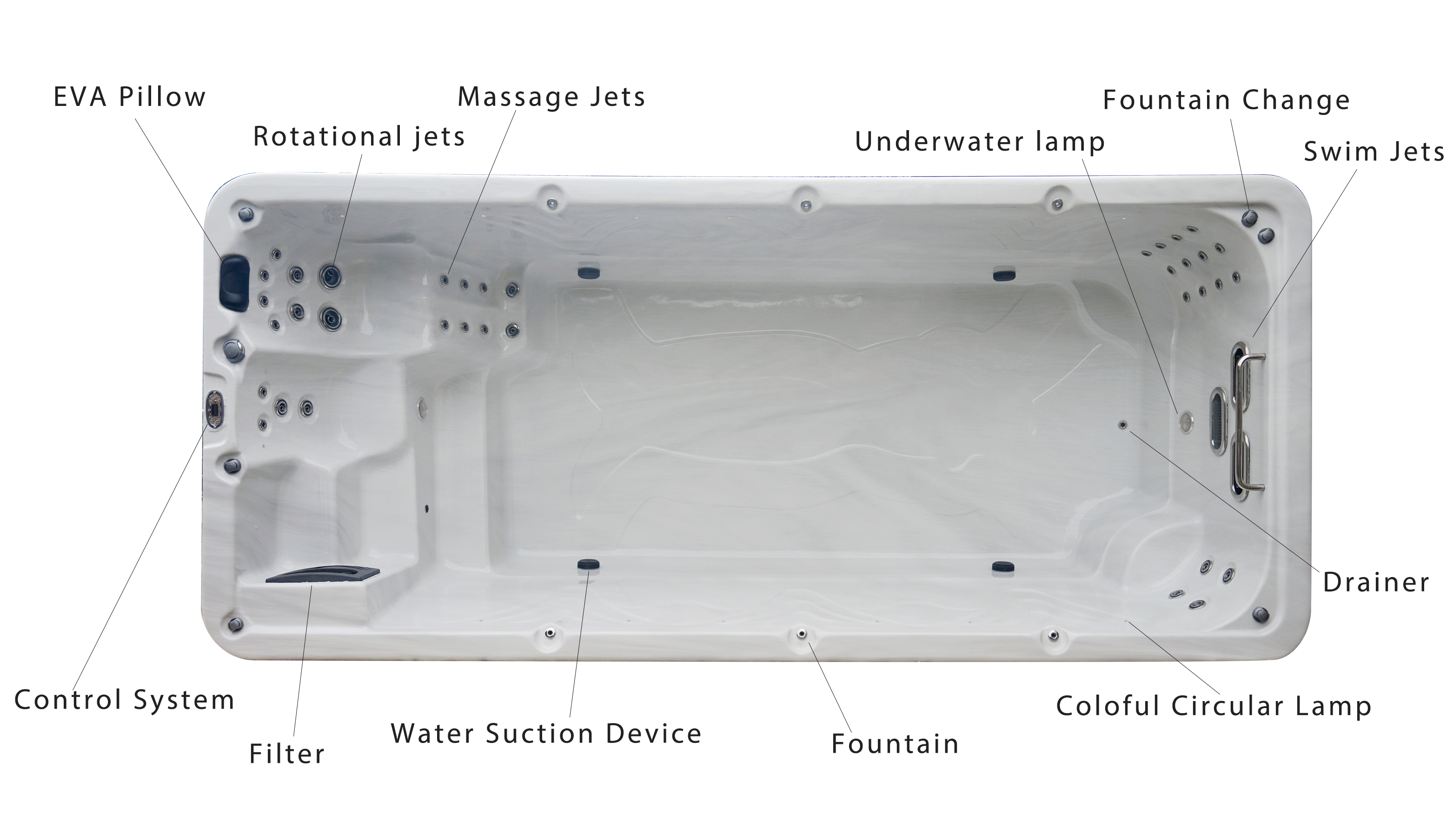 8 Person Outdoor Massage Spa Pool Whirlpools Swim Pool For Swimming