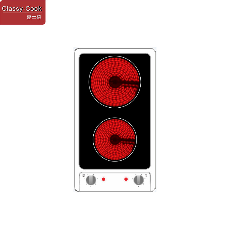 12 In. Domino Radiant Ceramic Glass Cooktop In Stainless Steel With Knob Control