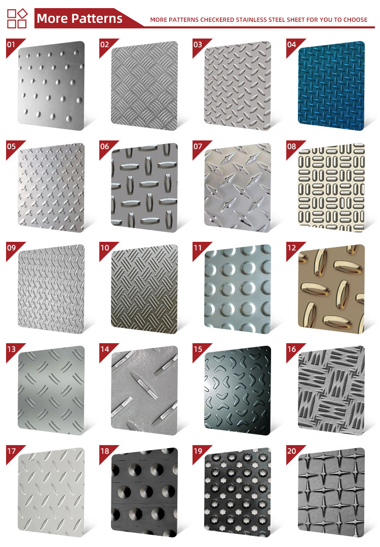 Customized Irregular Pattern 304 Stainless Steel Checkered Plate Interior Decor