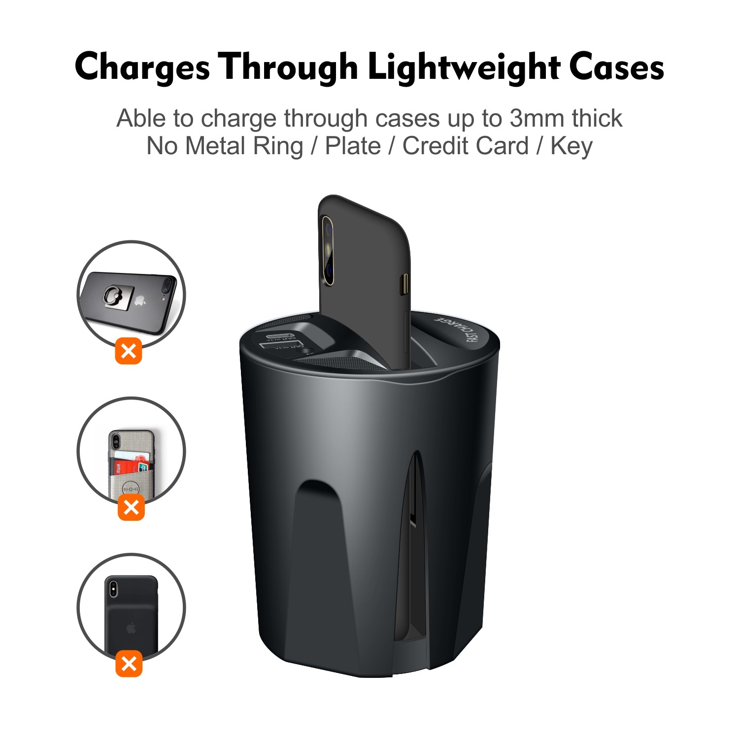 5V/2A Output Car Mount Qi Wireless Charger for Quick Charging