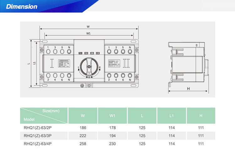 ATSQ1Z 3 Poles 63A Intelligent Double Power Automatic Transfer Switch with LED display