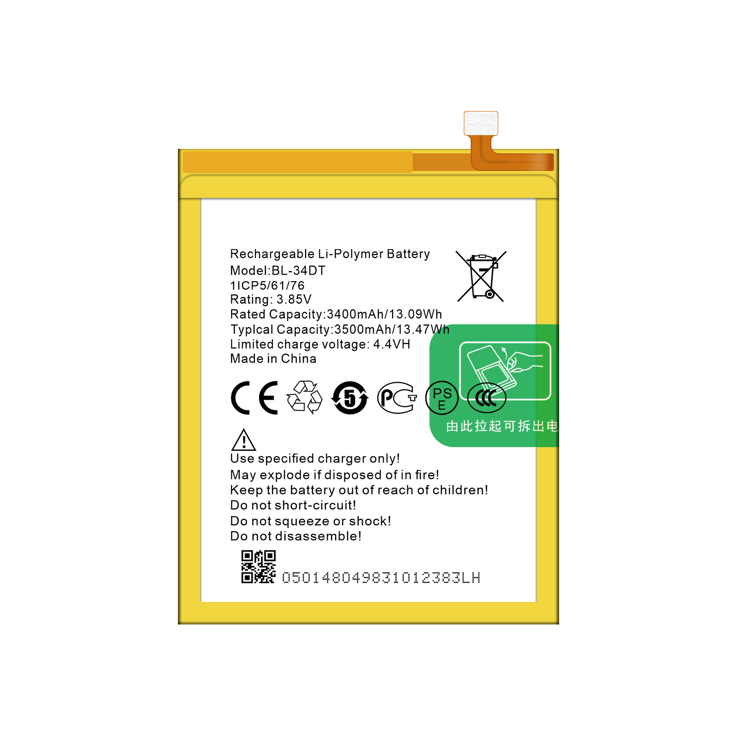 Tecno Phantom 9 Mobile Phone Battery 3500mAh BL-34DT Rechargeable Batteries OEM/ODM