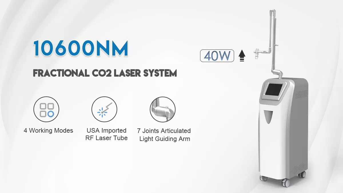 40W RF Metal Tube CO2 Fractional Laser Fractional CO2 Laser Machine For Scars Skin Resurfacing Vaginal Tightening