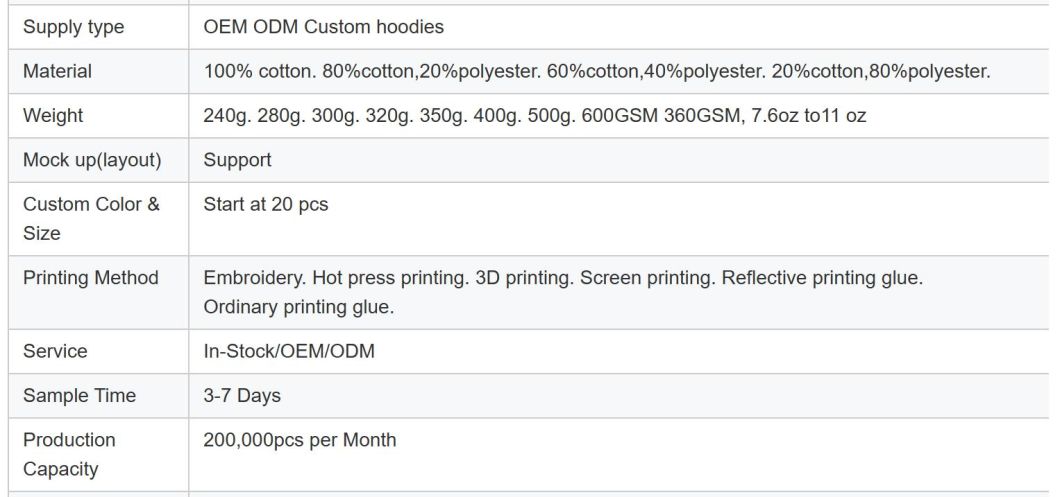 Men&prime;s Hoodies OEM Customized Graphic Plus Size Women&prime;s Oversize Blank Hoodies Set