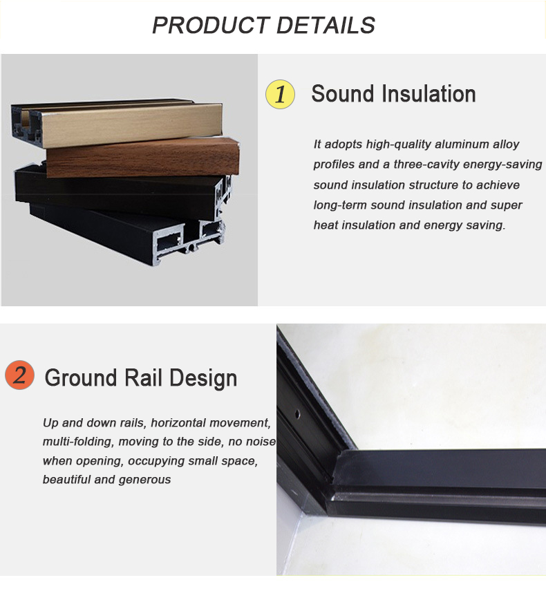 Soundproof Thermal Break Tempered Glass Aluminium Bi - Folding Doors Residentian In USA