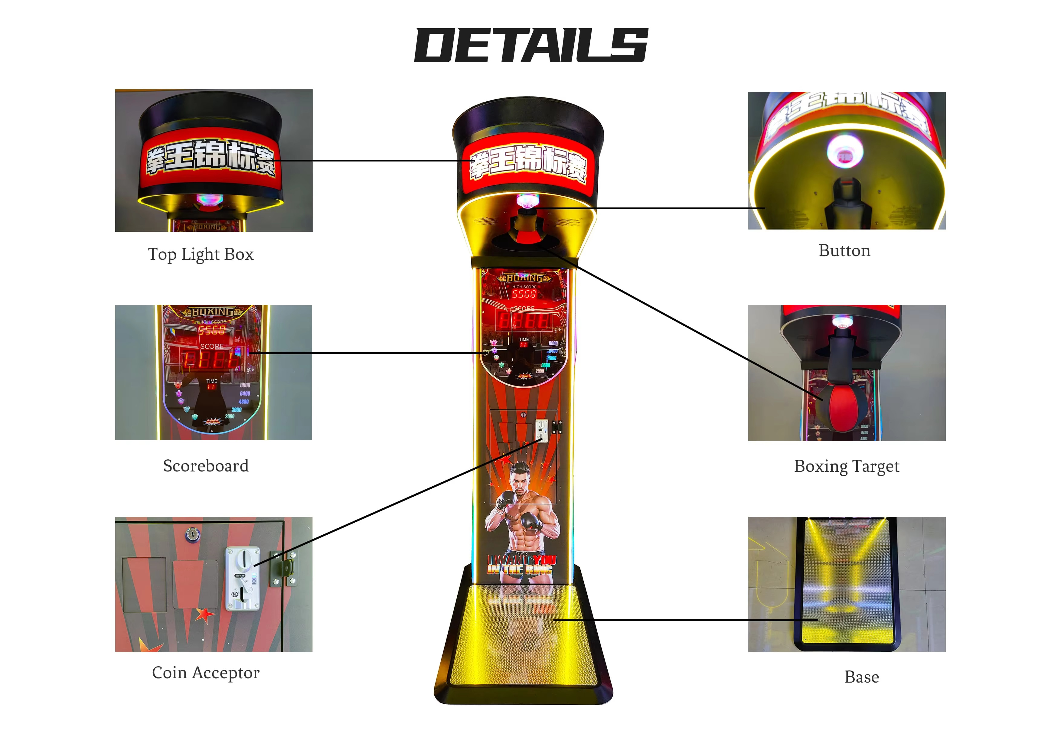Coin Operated Electronic Sport Punch Amp Kick Boxing Arcade Game Machine Fashionable For Eye-catching Display