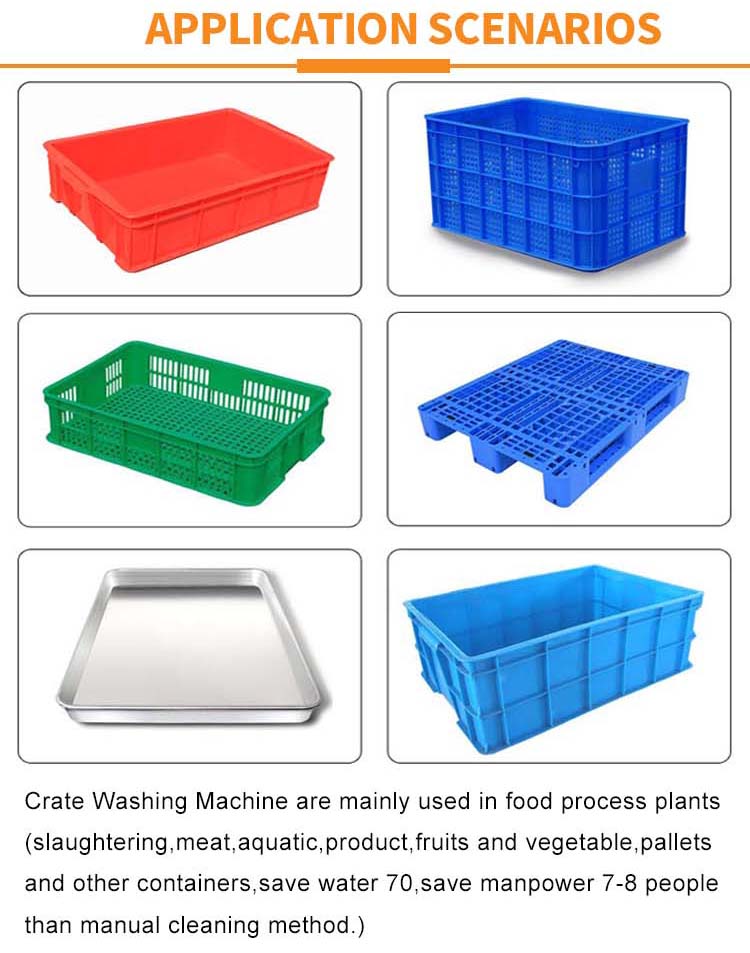High Spray Washing Cleaning Machine For Plastic Turnover Basket Trays Egg Tray Crate Washer Tunnel