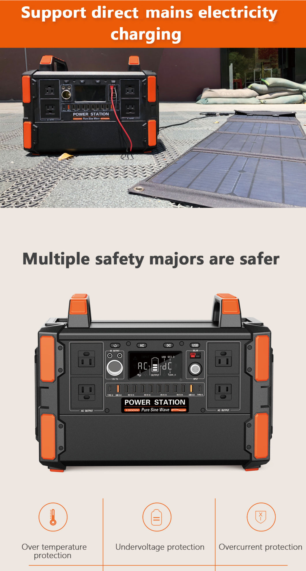 Household Solar Generator Power Camping 1KW RoHS Portable Solar Power Station