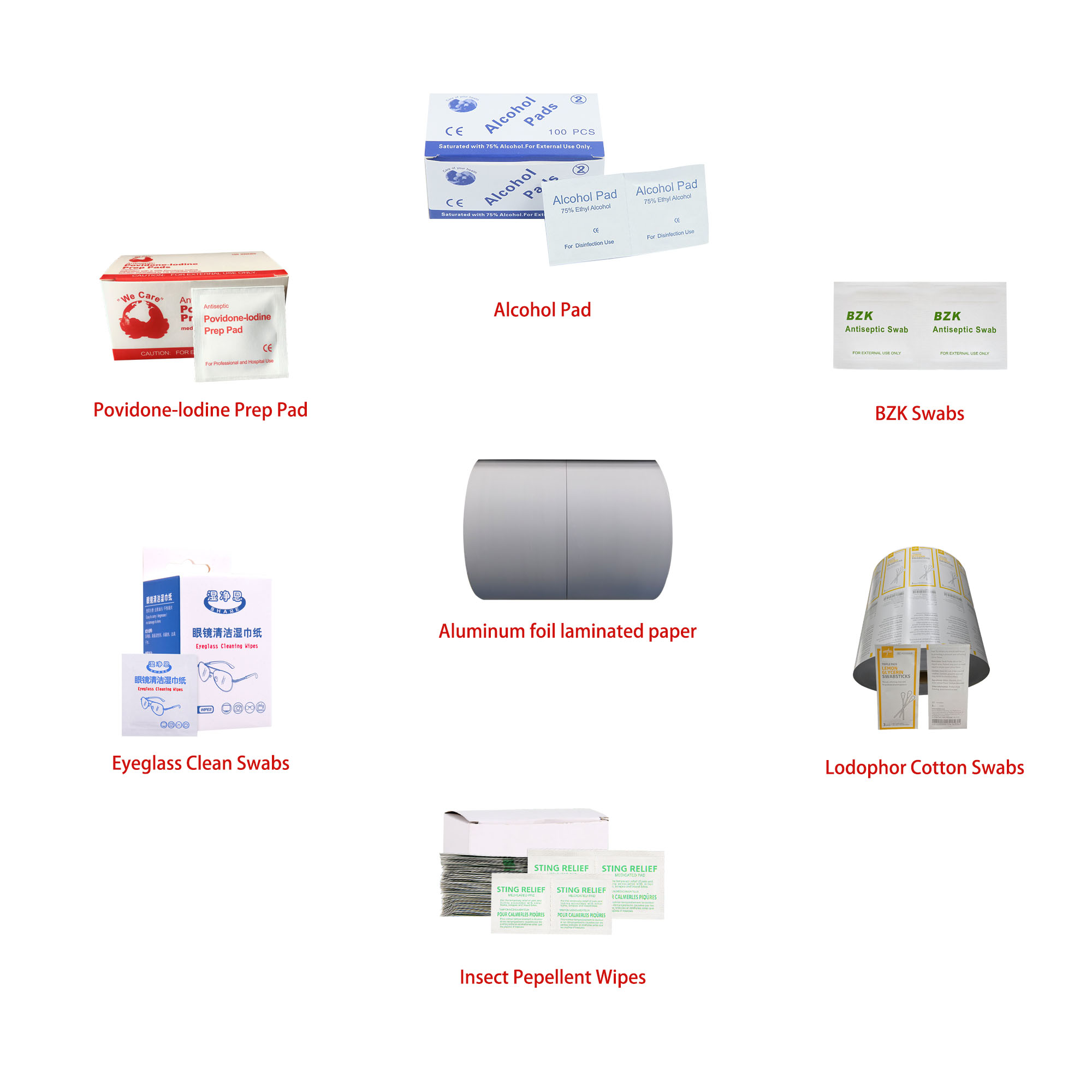 Flexographic Printing Paper/PE/Al/Emaa 4 Layer Disinfection Cleaning Aluminum Foil Film