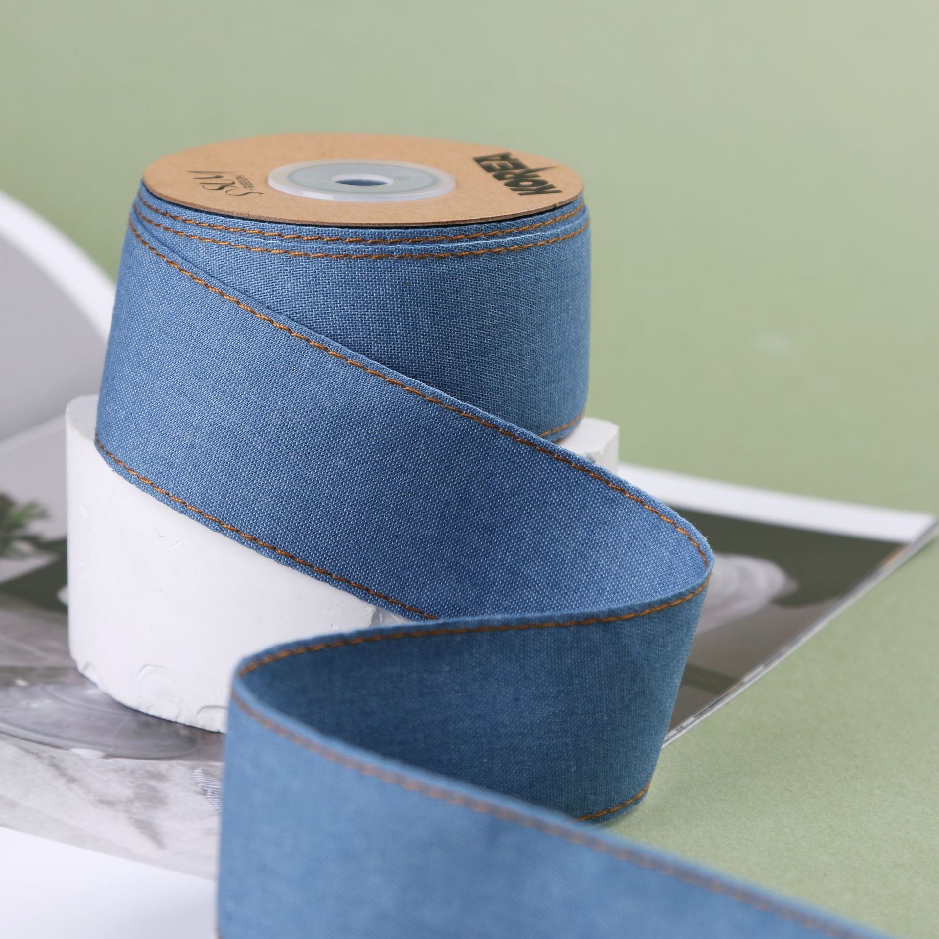 OEM ODM Blue Denim Jeans Ribbon 12mm-38mm Ribbon For Jeans