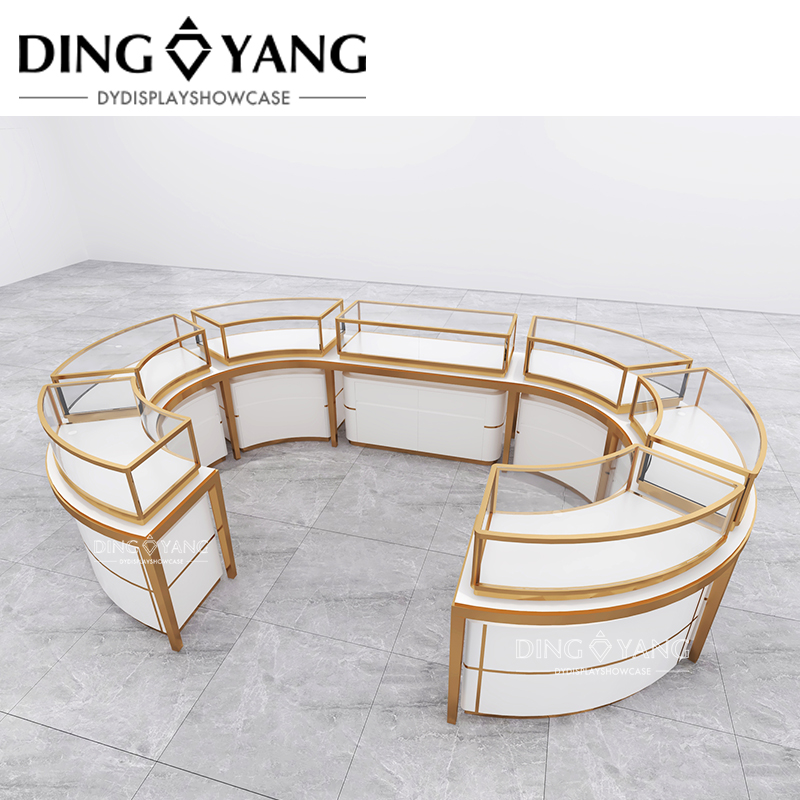 Manufacturer Custom Made Luxury High End Large Oval Center Island Jewelry Showcases Glass Display Cabinets