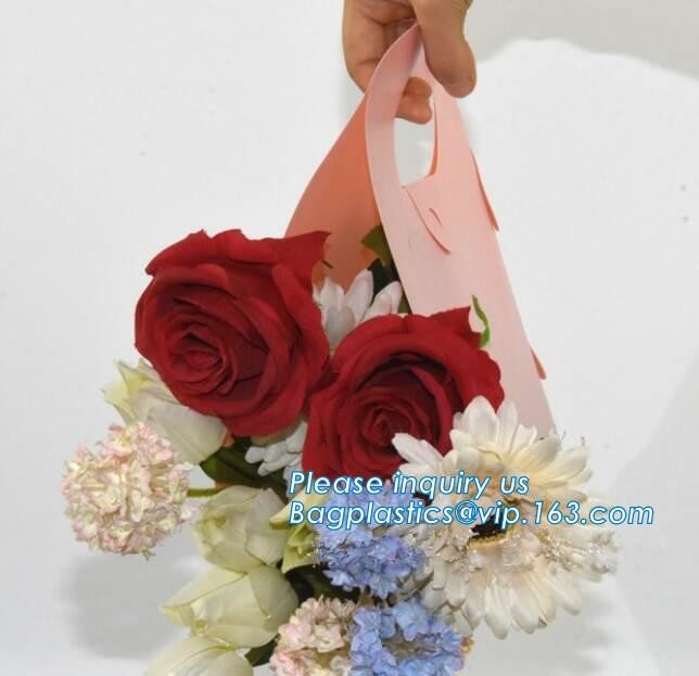 OEM Logo Printed Paper Packaging Bag Custom Good Quality Flower Carrier Bag,Art Paper Flower Carrier Bag Shopping Bags W