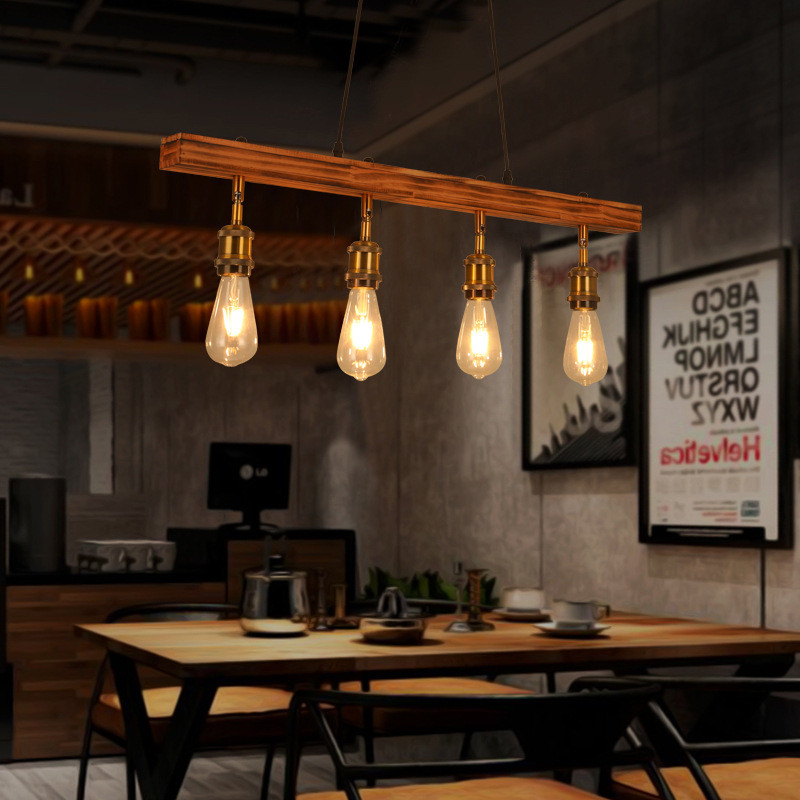Retro loft industrial bar chandelier restaurant hot pot coffee shop wooden chandelier(WH-VP-235)
