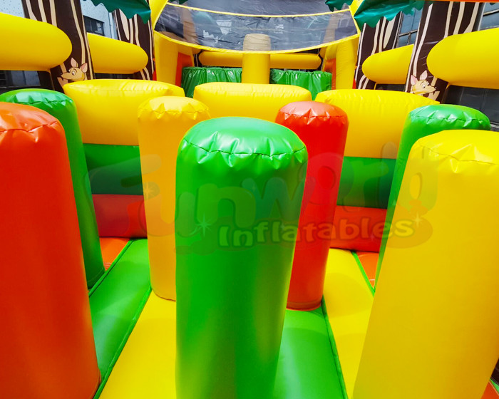 Long Palm Tree Bouncy Castle Inflatable Obstacle Course 13.2X4.7X3 M