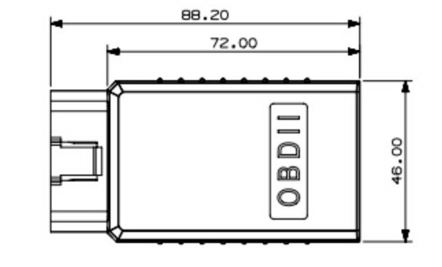 OBD2 OBDII Enclosure with 16 Pin J1962 OBD2 Male Plug Connector