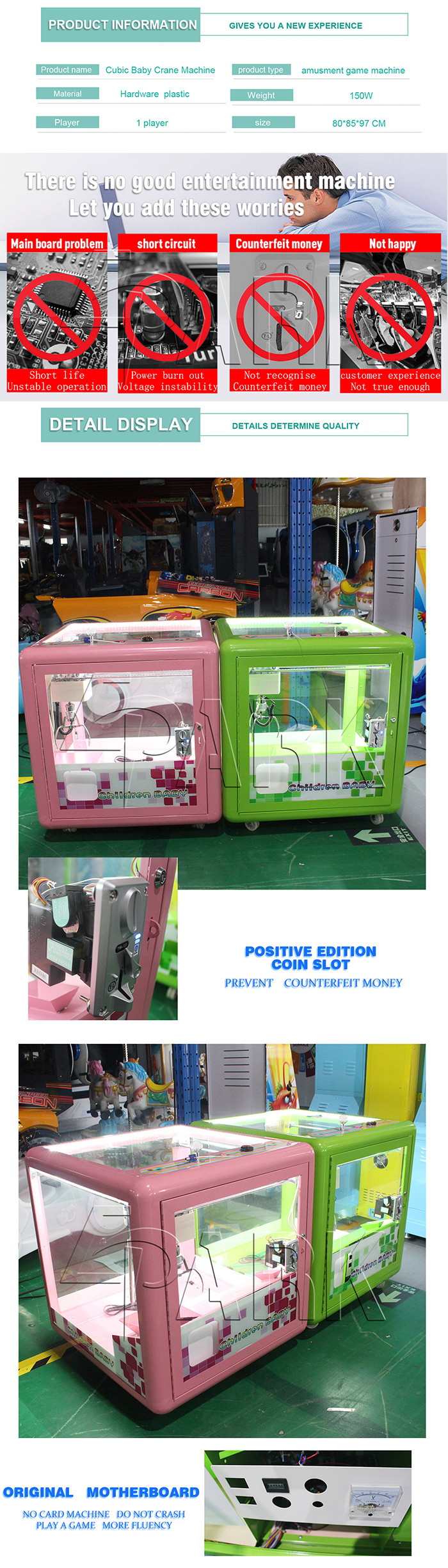 Gift Game Clip Doll Crane Claw Machine Coin Operated game vending machine