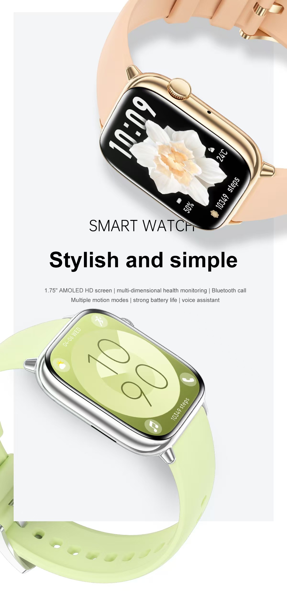 HD13 1.75 HD Touch Screen Smartwatch Heart Rate Sport Tracker Smart Watch Waterproof