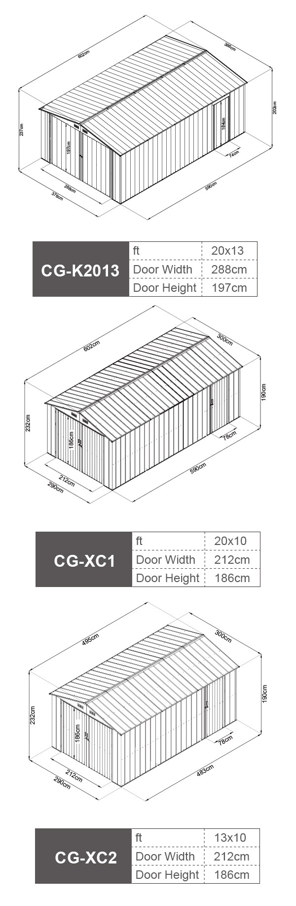 15m2 18m2 Outdoor Metal Storage Shed 10x16ft with Security Lock